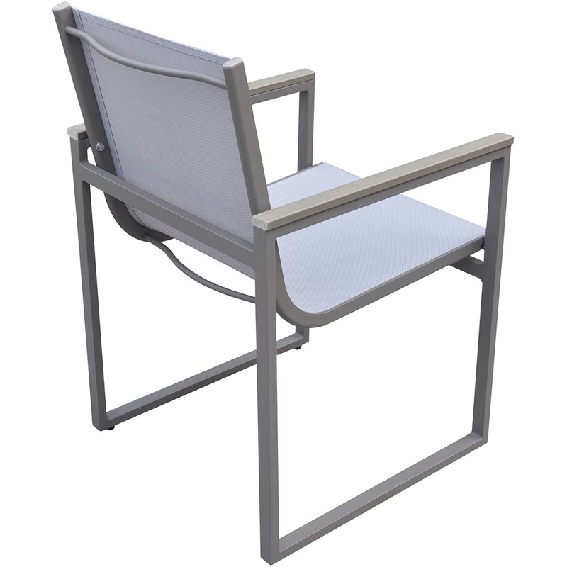 Armen Living Bistro Outdoor Aluminum Dining Arm Chair in Gray (Set of 2)
