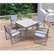 Armen Living Bistro Outdoor Aluminum Dining Arm Chair in Gray (Set of 2)