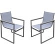 Armen Living Bistro Outdoor Aluminum Dining Arm Chair in Gray (Set of 2)