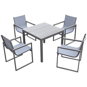 armen living bistro 5-piece wood patio dining set in gray