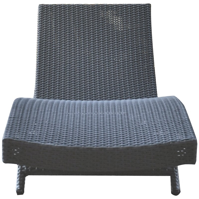 Armen Living Cabana Modern Wicker / Rattan Patio Chaise Lounge in Black