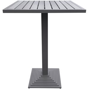 armen living marina modern aluminum patio bar table in gray