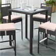 Armen Living Tropez Modern Aluminum & Wicker Patio Bar Table in Black