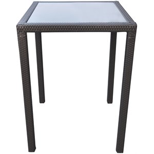 armen living tropez glass top patio bar table in black