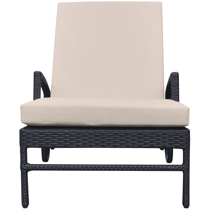 Armen Living Vida Outdoor Modern Aluminum & Fabric Chaise Lounge in Beige/Black