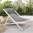 Armen Living Wave Modern Aluminum Patio Deck Chair in White/Gray