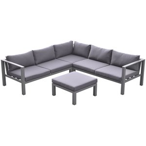 armen living cliff 4 piece patio sectional set in gray