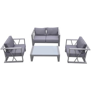 armen living st. barts 4 piece patio sofa set in gray
