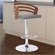 Armen Living Adele Adjustable Metal & Faux Leather Bar Stool in Gray/Chrome