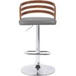 Armen Living Adele Adjustable Metal & Faux Leather Bar Stool in Gray/Chrome