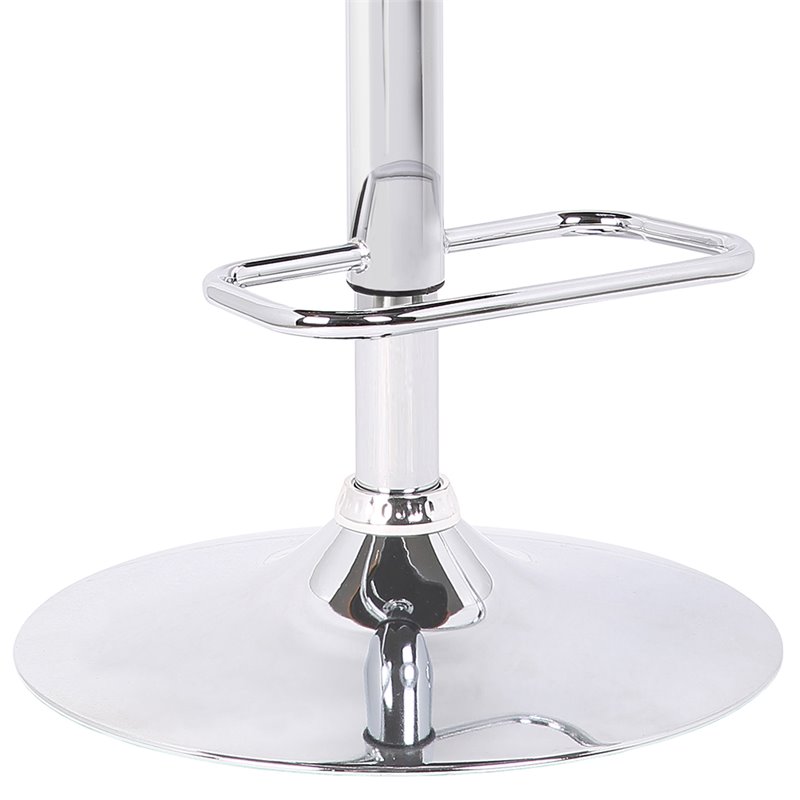 Armen Living Adele Adjustable Metal & Faux Leather Bar Stool in Gray/Chrome