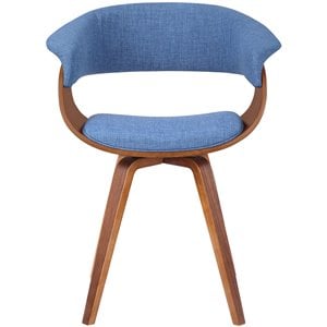 Armen Living Summer Modern Fabric & Wood Accent Chair in Blue/Walnut