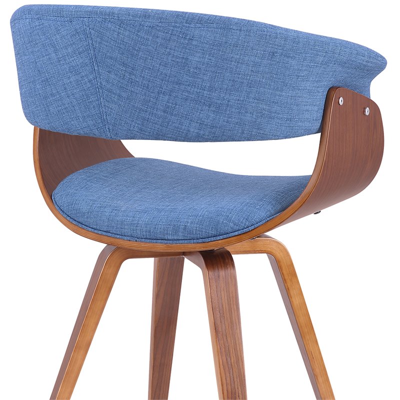Armen Living Summer Modern Fabric & Wood Accent Chair in Blue/Walnut