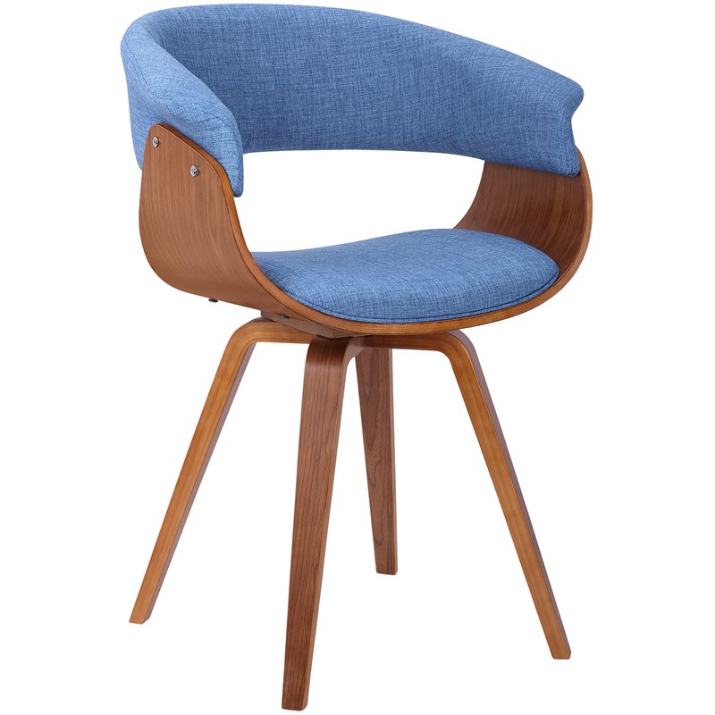 Armen Living Summer Modern Fabric & Wood Accent Chair in Blue/Walnut