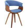 Armen Living Summer Modern Fabric & Wood Accent Chair in Blue/Walnut
