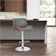 Armen Living London Adjustable Faux Leather & Metal Bar Stool in Gray/Chrome