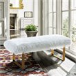 Armen Living Zinna Fur Bench in White and Gold