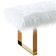 Armen Living Zinna Fur Bench in White and Gold