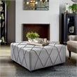 Armen Living Gemini Modern Linen Fabric Ottoman in Silver and Black