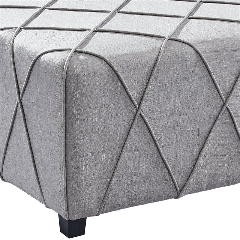 Armen Living Gemini Modern Linen Fabric Ottoman in Silver and Black