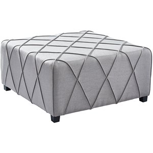 armen living gemini tufted fabric upholstered ottoman in silver and black