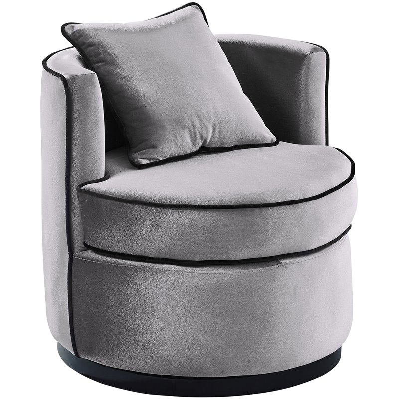 Armen Living Truly Swivel Accent Chair in Gray and Black