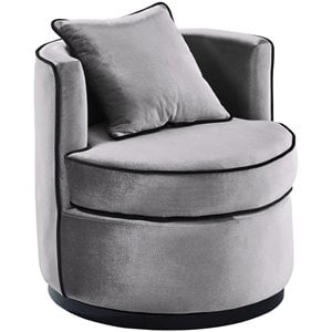 armen living truly swivel accent chair in gray and black