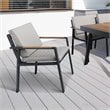 Armen Living Nofi Fabric & Metal Patio Dining Chair in Taupe/Charcoal (Set of 2)