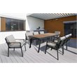 Armen Living Nofi Fabric & Metal Patio Dining Chair in Taupe/Charcoal (Set of 2)