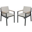 Armen Living Nofi Fabric & Metal Patio Dining Chair in Taupe/Charcoal (Set of 2)