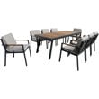 Armen Living Nofi Wood Patio Dining Table in Brown and Charcoal