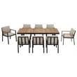 Armen Living Nofi 9-Piece Aluminum & Fabric Patio Dining Set in Taupe/Charcoal