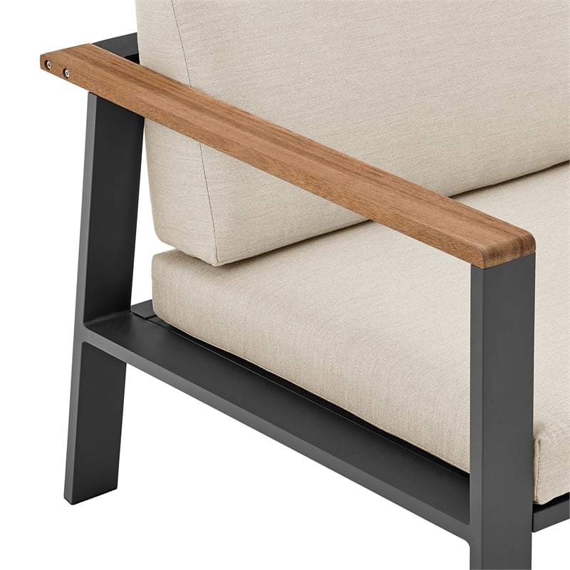 Armen Living Nofi 4-Piece Modern Wood Patio Sofa Set in Gray/Brown/Charcoal