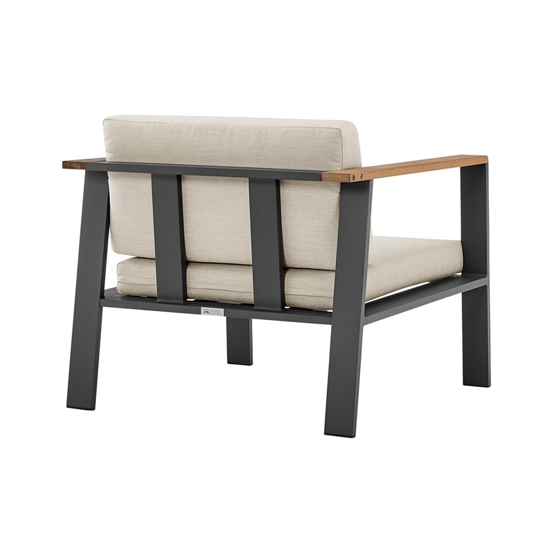 Armen Living Nofi 4-Piece Modern Wood Patio Sofa Set in Gray/Brown/Charcoal