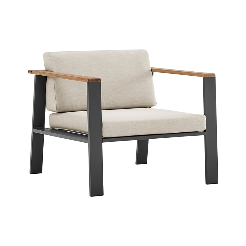 Armen Living Nofi 4-Piece Modern Wood Patio Sofa Set in Gray/Brown/Charcoal