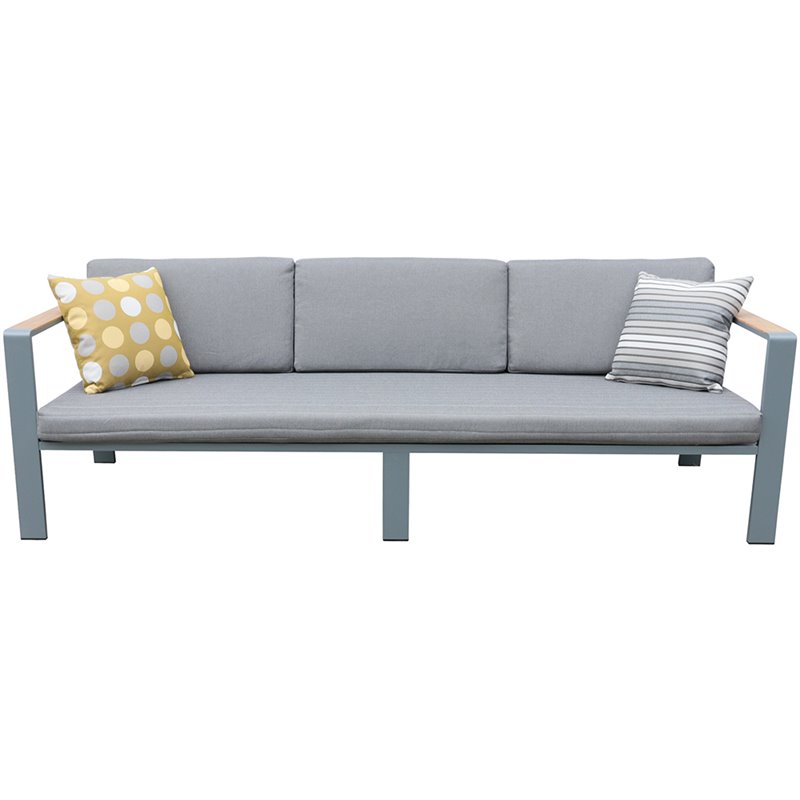 Armen Living Nofi 4-Piece Modern Wood Patio Sofa Set in Gray and Taupe