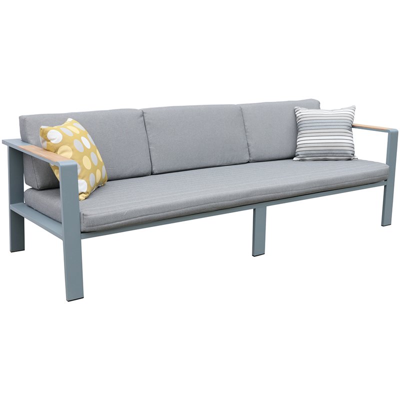 Armen Living Nofi 4-Piece Modern Wood Patio Sofa Set in Gray and Taupe