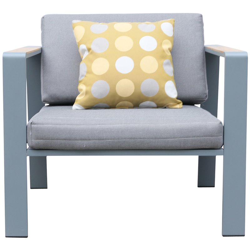 Armen Living Nofi 4-Piece Modern Wood Patio Sofa Set in Gray and Taupe