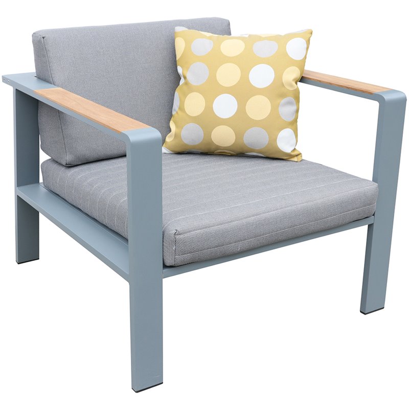 Armen Living Nofi 4-Piece Modern Wood Patio Sofa Set in Gray and Taupe