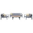 Armen Living Nofi 4-Piece Modern Wood Patio Sofa Set in Gray and Taupe