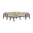 Armen Living Nofi 4-Piece Wood Patio Sectional Set in Gray/Brown/Charcoal