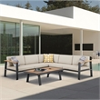 Armen Living Nofi 4-Piece Wood Patio Sectional Set in Gray/Brown/Charcoal