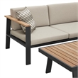 Armen Living Nofi 4-Piece Wood Patio Sectional Set in Gray/Brown/Charcoal