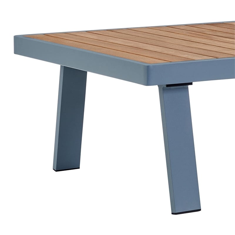 Armen Living Nofi 4-Piece Wood Patio Sectional Set in Gray/Brown/Taupe