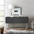 Armen Living Prague Modern Stainless Steel Storage Console Table in Gray