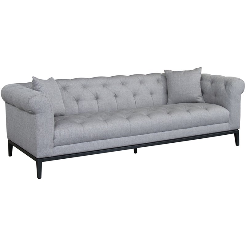 Armen Living Glamour Tufted Sofa in Gray and Black