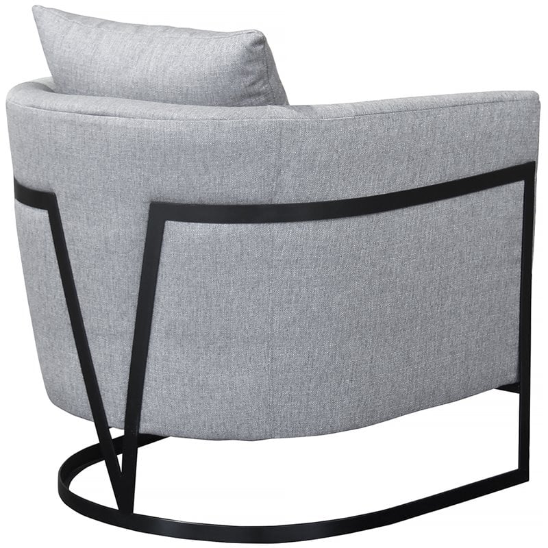 Armen Living Swan Modern Fabric & Iron Accent Chair in Gray/Black