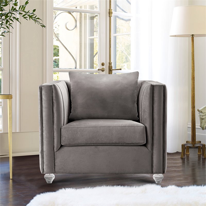 Armen Living Emperor Fabric Upholstered Accent Chair in Beige