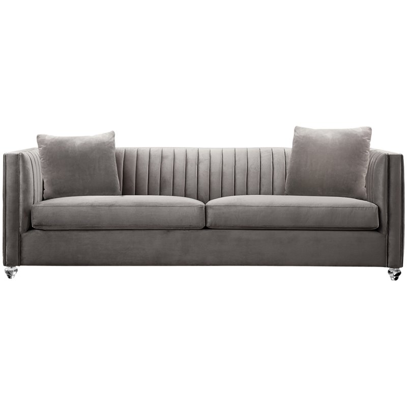 Armen Living Emperor Modern Fabric Upholstered Sofa in Beige