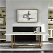 Armen Living Harmony Trestle Dining Table in Brushed Gold and Ash